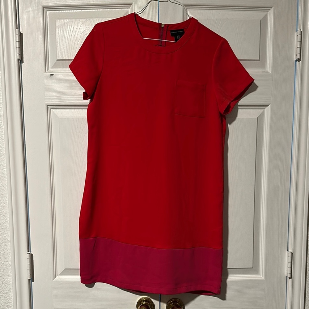Red and Pink Short Sleeve Dress